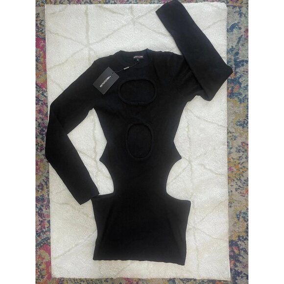 PrettyLittleThing Dresses & Skirts - NWT PrettyLittleThing Black Cut Out Statement Sweater Dress